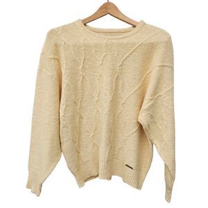 Vintage Geiger Butter Yellow Cotton Knit Sweater Size 40 Cabke Knit Austria